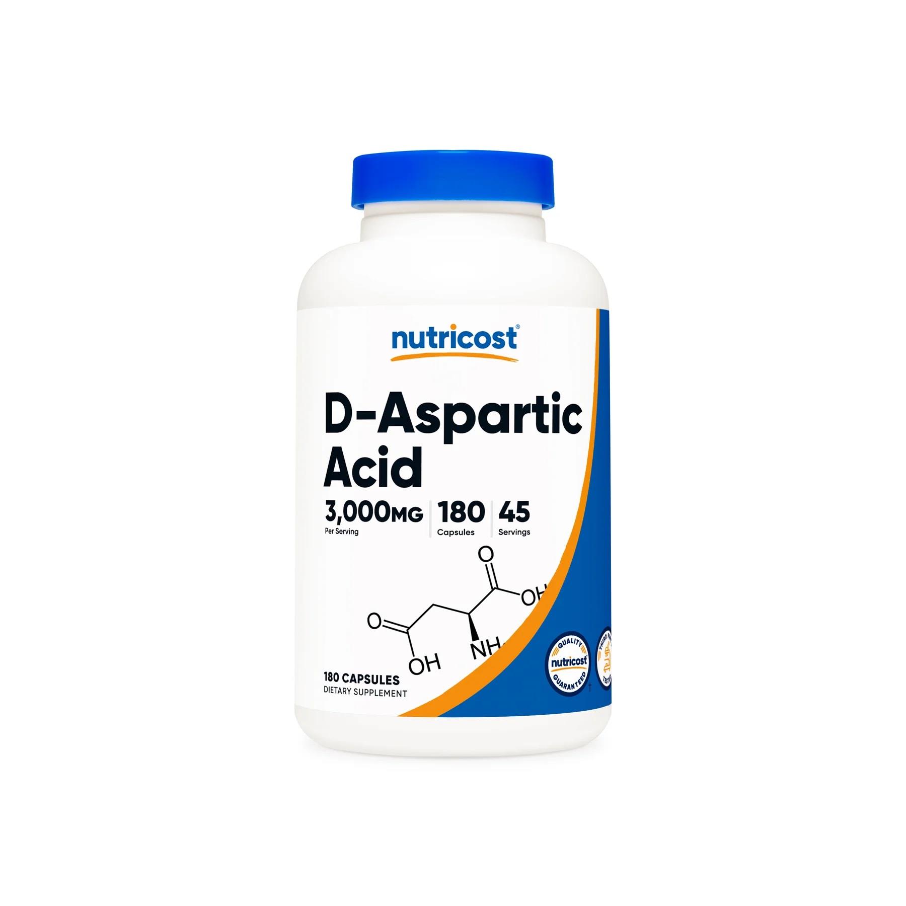 Nutricost D Aspartic Acid 3000 mg 180 Capsules-Nutricost