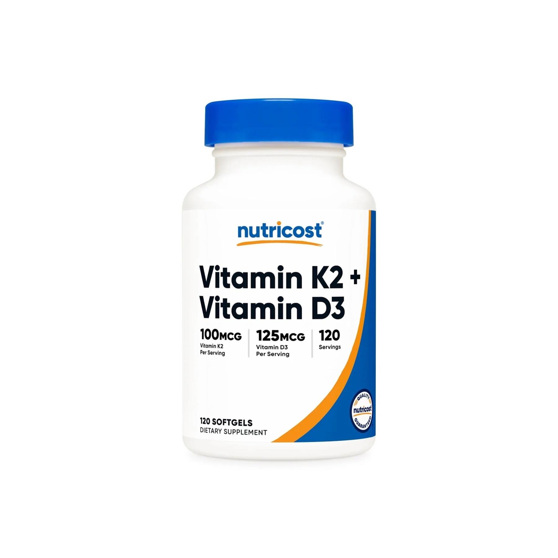Nutricost Vitamin K2 + Vitamin D3 120 Softgels-Nutricost