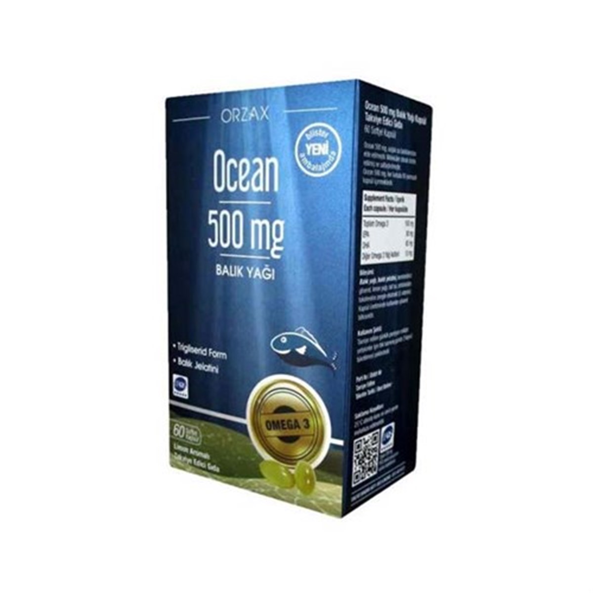 Ocean 500 Mg Saf Balık Yağı 60 Kapsül | Dermolist.com da!