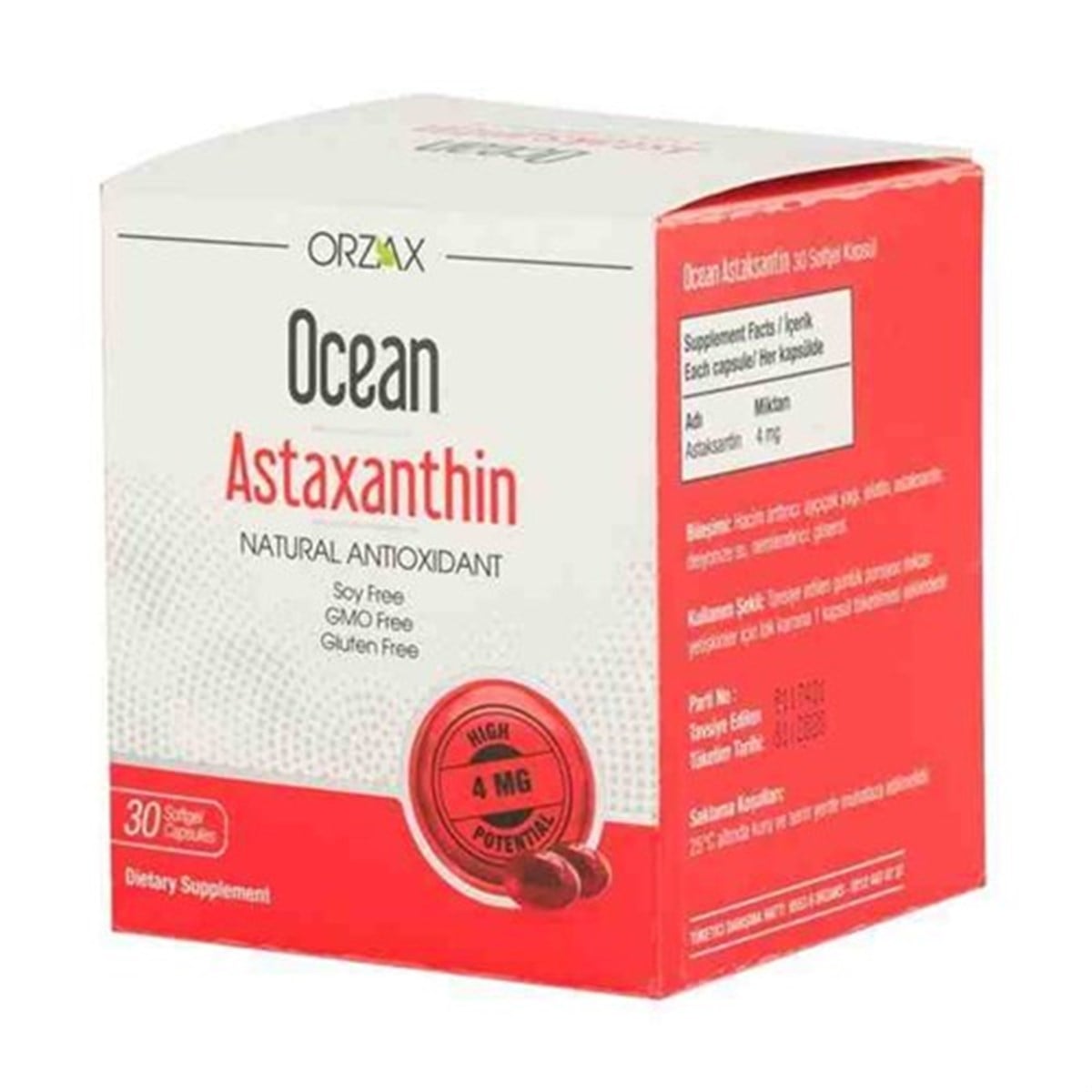 Ocean Astaxanthin Natural Antioxidant 30 Kapsül