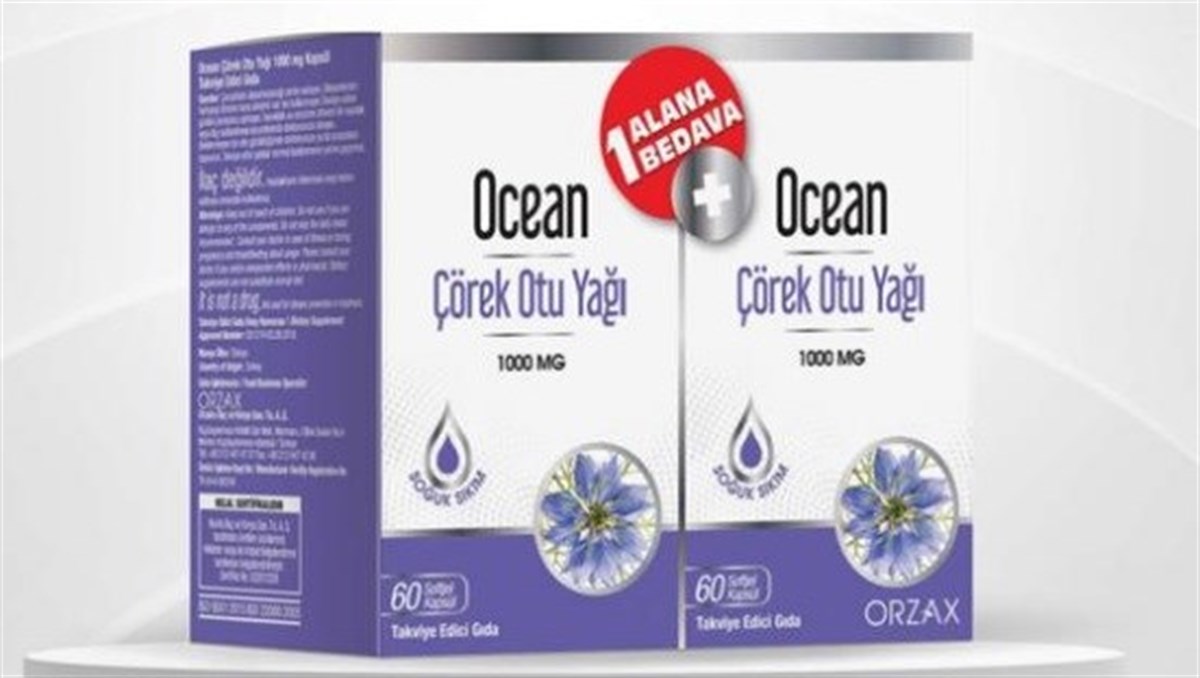 Ocean Çörek Otu Yağı 1000 mg 60 Kapsül 1 Alana 1 Bedava