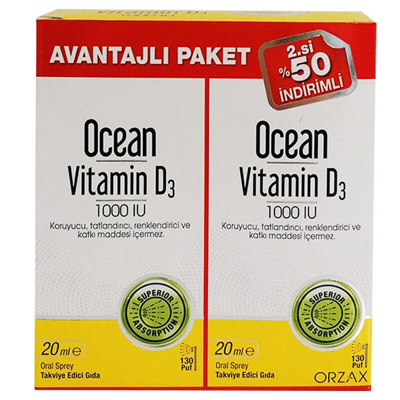 Ocean Vitamin D3 Sprey 1000 IU 2 x 20 ml-Orzax