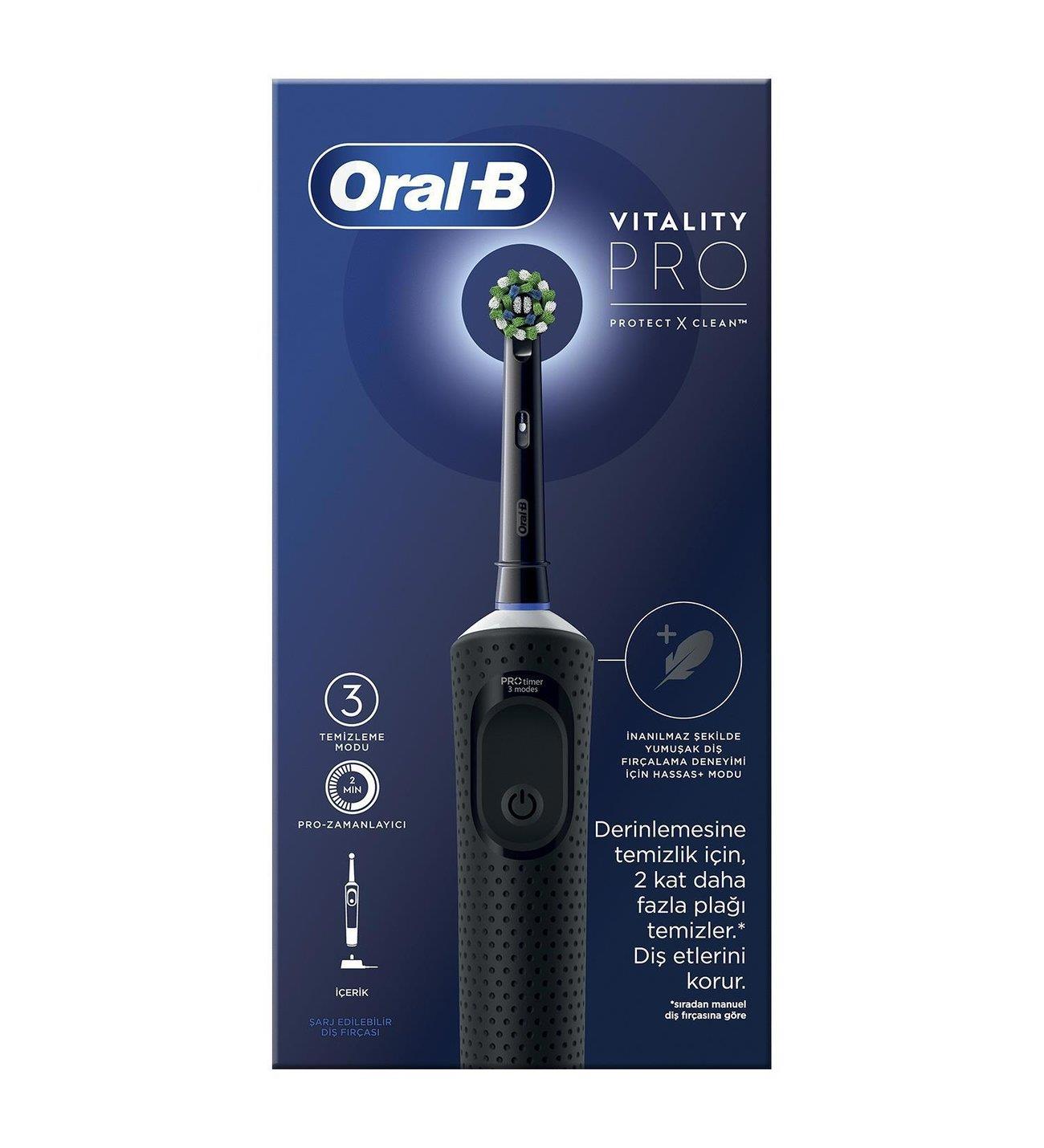 Oral-B Şarjlı Diş Fırçası Vitality Pro Siyah Koruma ve Temizlik-Oral-B