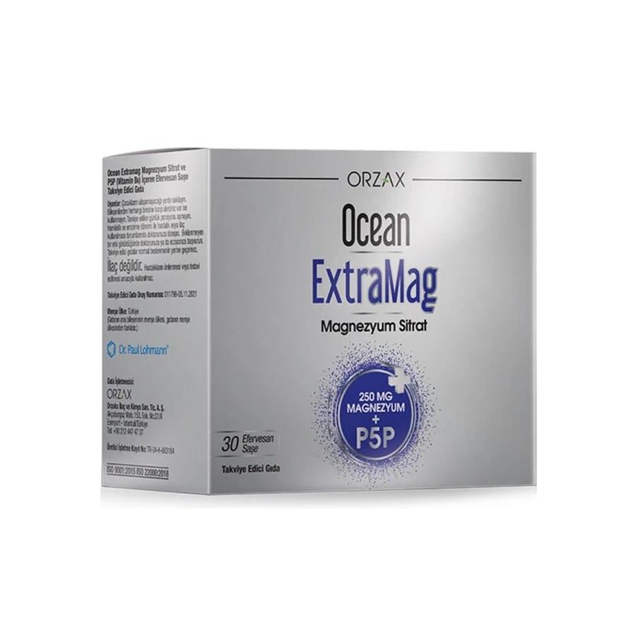 Orzax Ocean Extramag Magnezyum Sitrat 250 mg + P5p 30 Saşe-Orzax