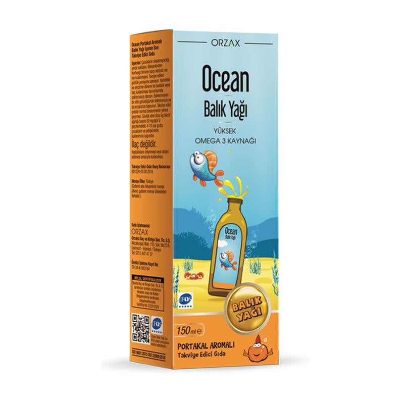 Orzax Ocean Omega 3 Portakallı Balık Yağı Şurubu 150 ml-Orzax