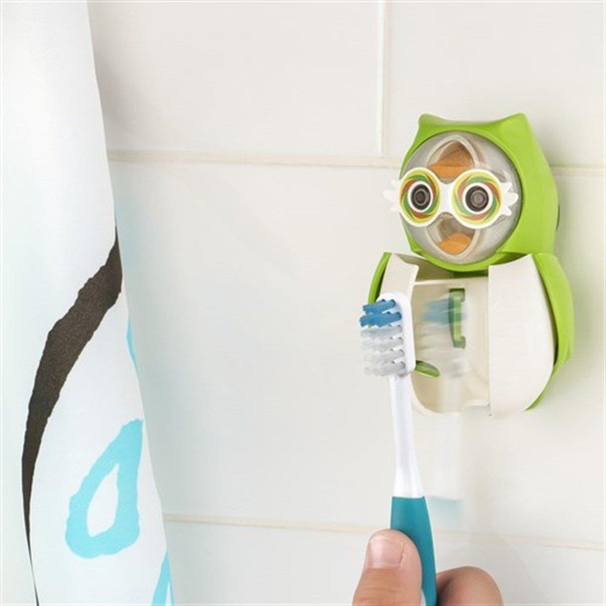 Rocs Flipper Zamanlayıcılı ( 1 Dakika ) Hijyenik Diş Fırçası Kabı Yeşil Baykuş-Rocs