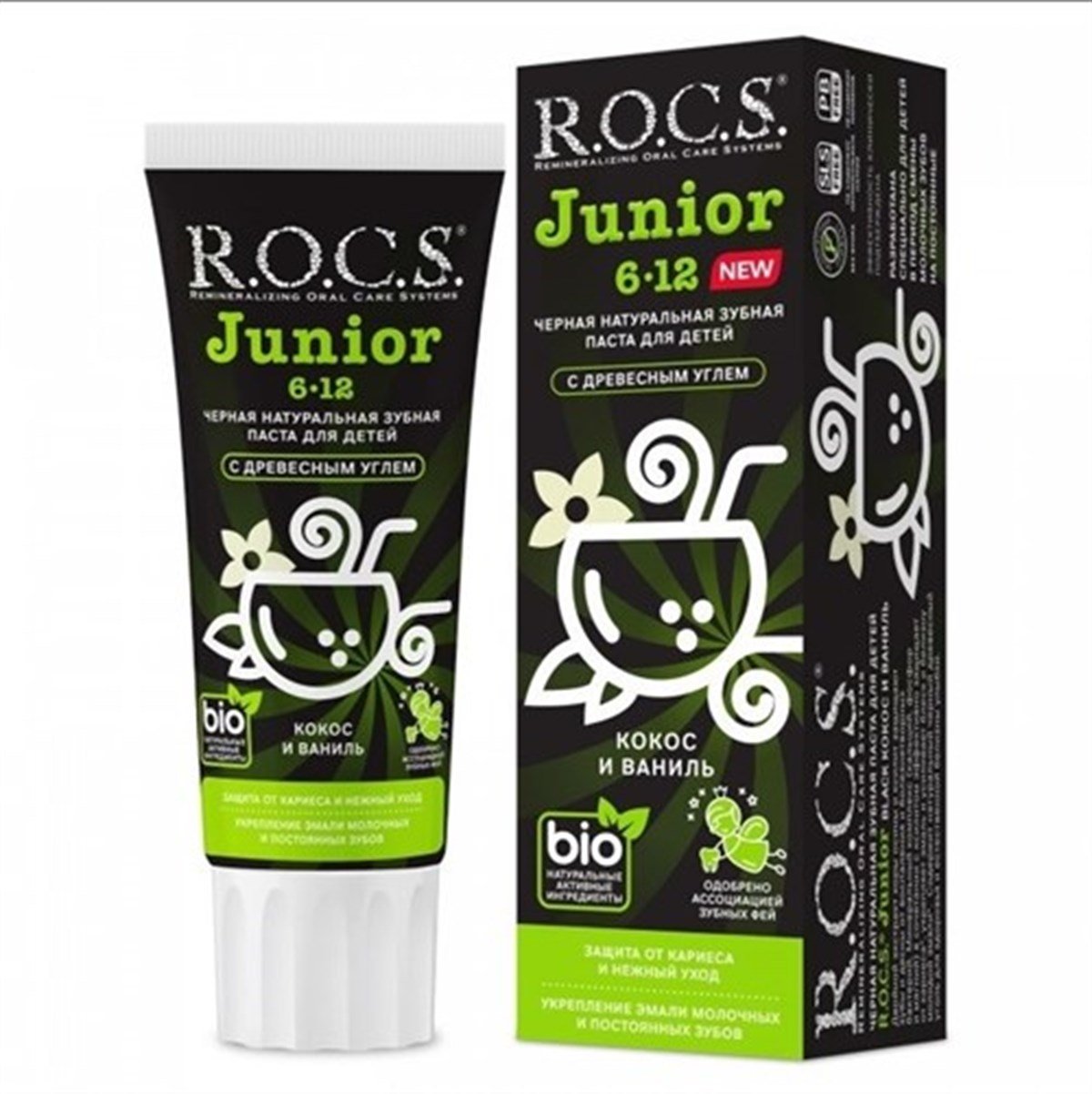 Rocs Junior 6-12 Yaş Diş Macunu Florürsüz ( Hindistan Cevizi ve Vanilya ) 60 ml