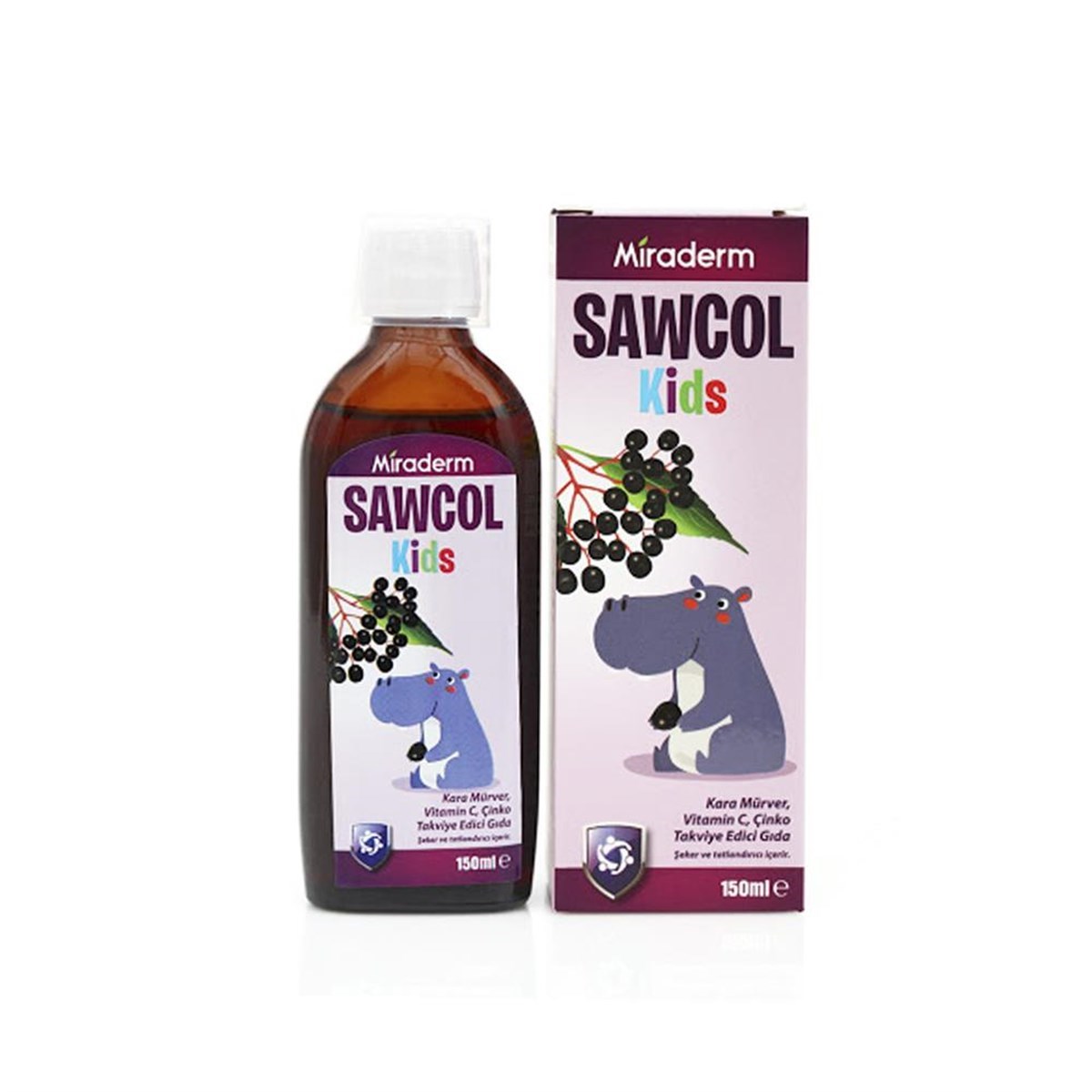 Sawcol Kids Kara Mürver Çinko Şurup 150 Ml
