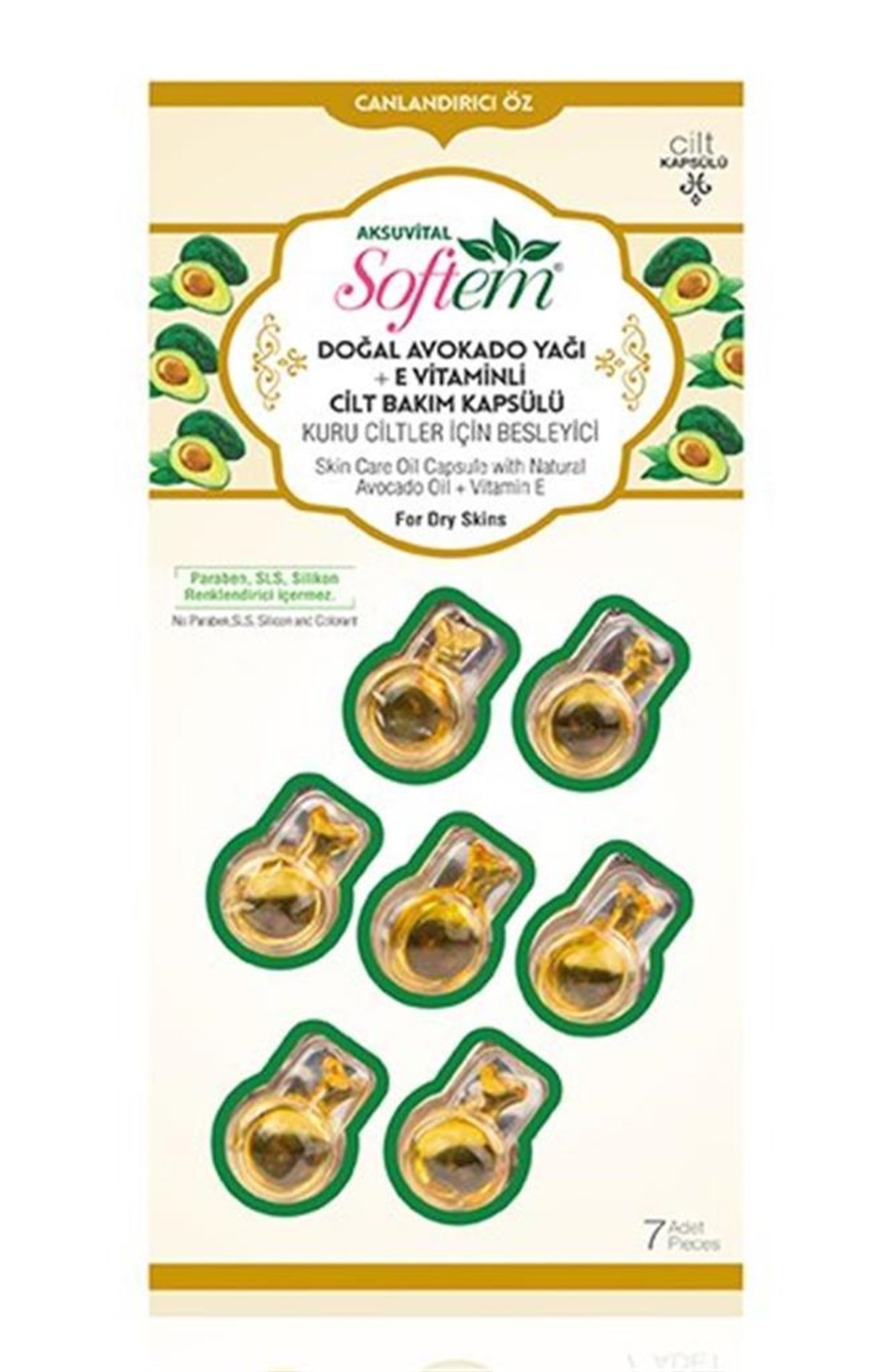 Softem Avakado Yağı E Vitaminli Cilt Bakım Kapsülü 7 Adet
