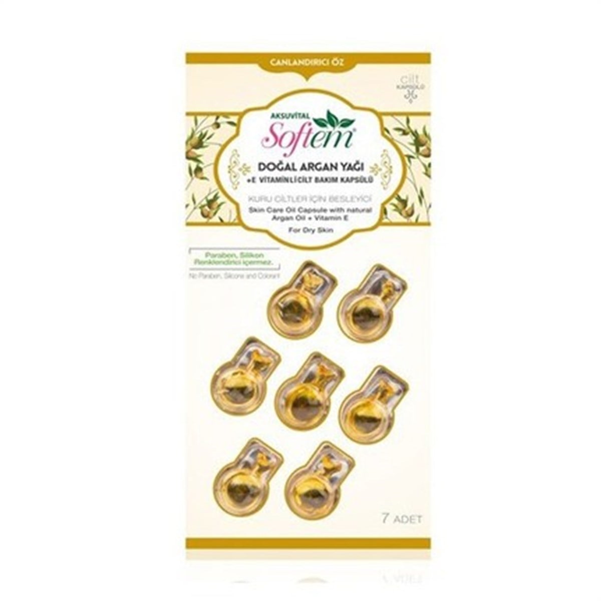 Softem Doğal Argan Yağlı E Vitaminli Cilt Bakım Kapsülü 7 Kapsül