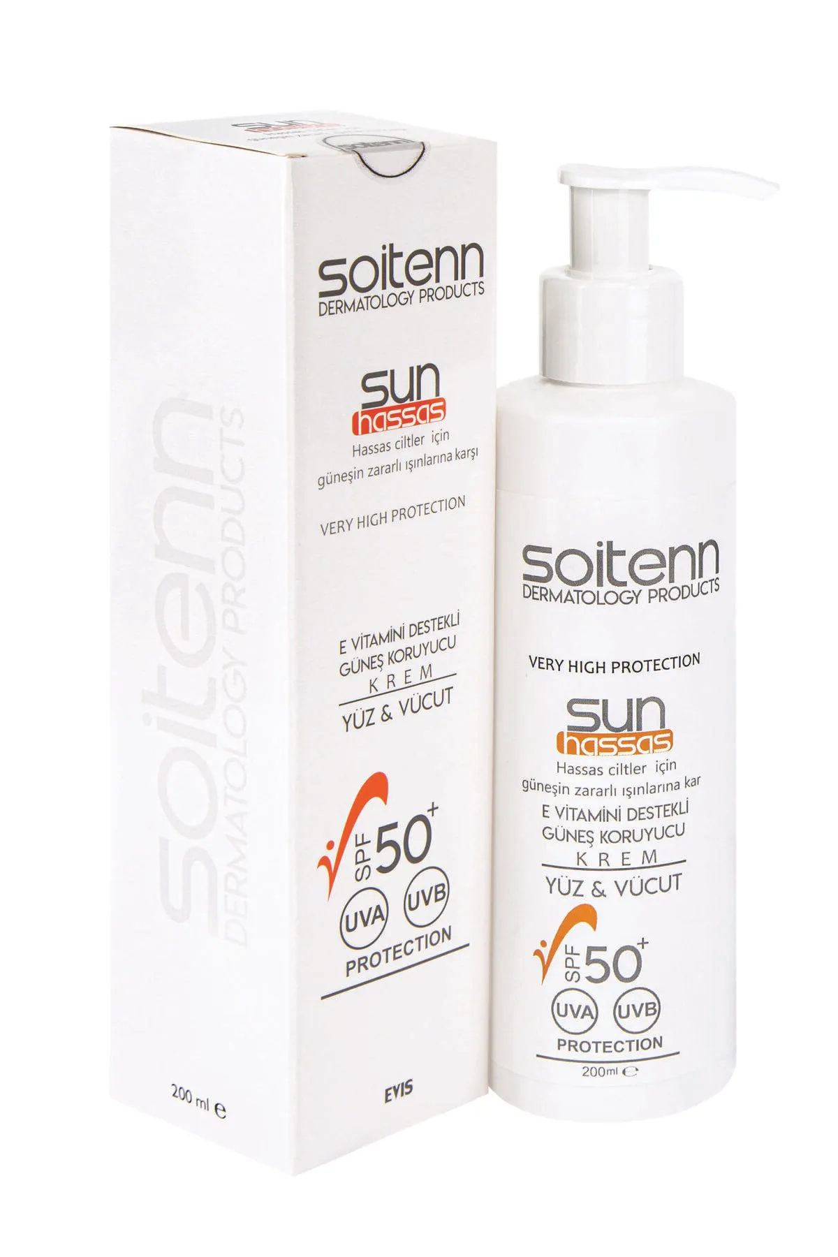 Soitenn Sun Hassas SPF 50 200 Ml ( Yüz & Vücut İçin Güneş Koruyucu Krem )-Soitenn
