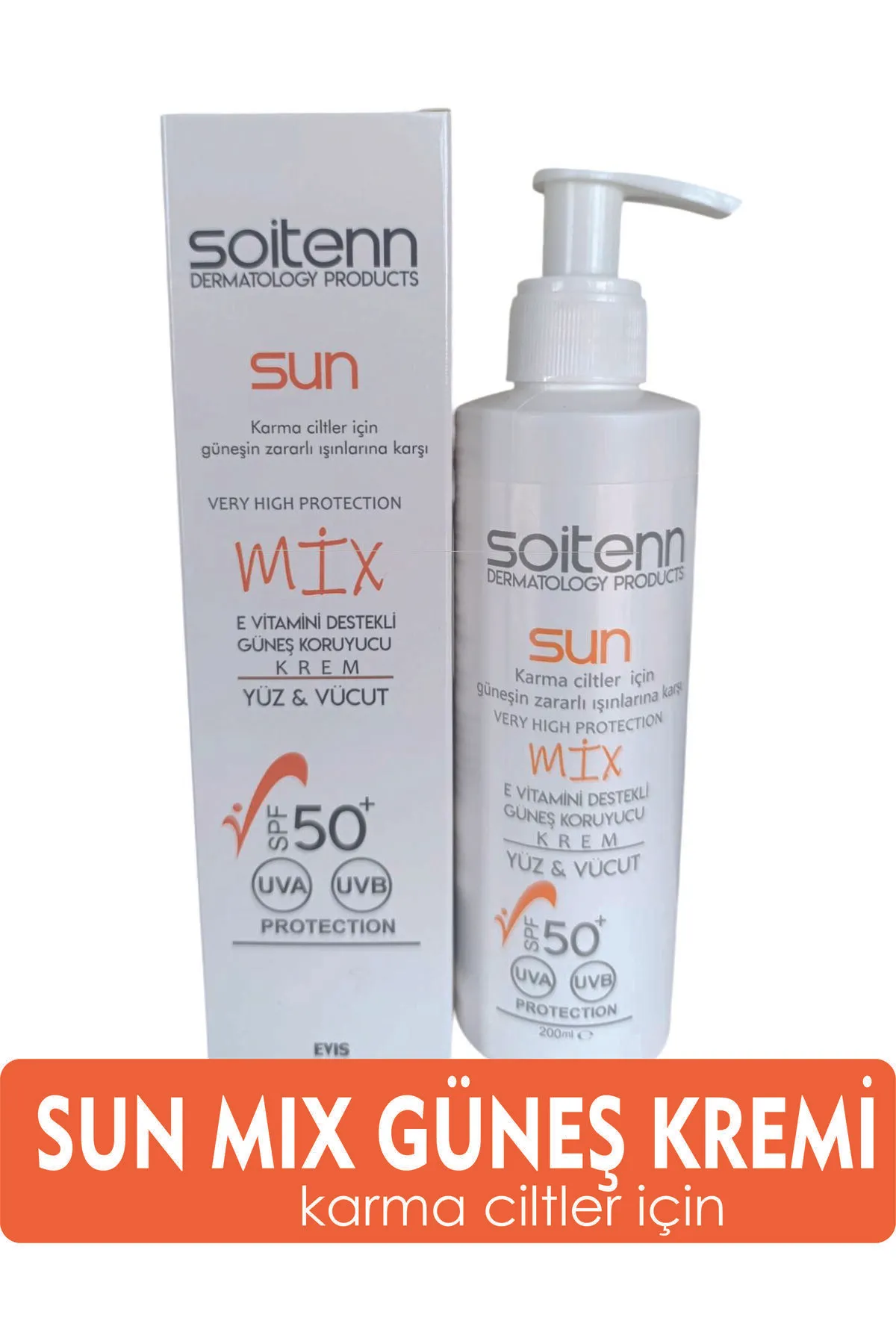 Soitenn Sun Mix SPF 50 200 Ml ( Yüz & Vücut İçin Güneş Koruyucu Krem )-Soitenn