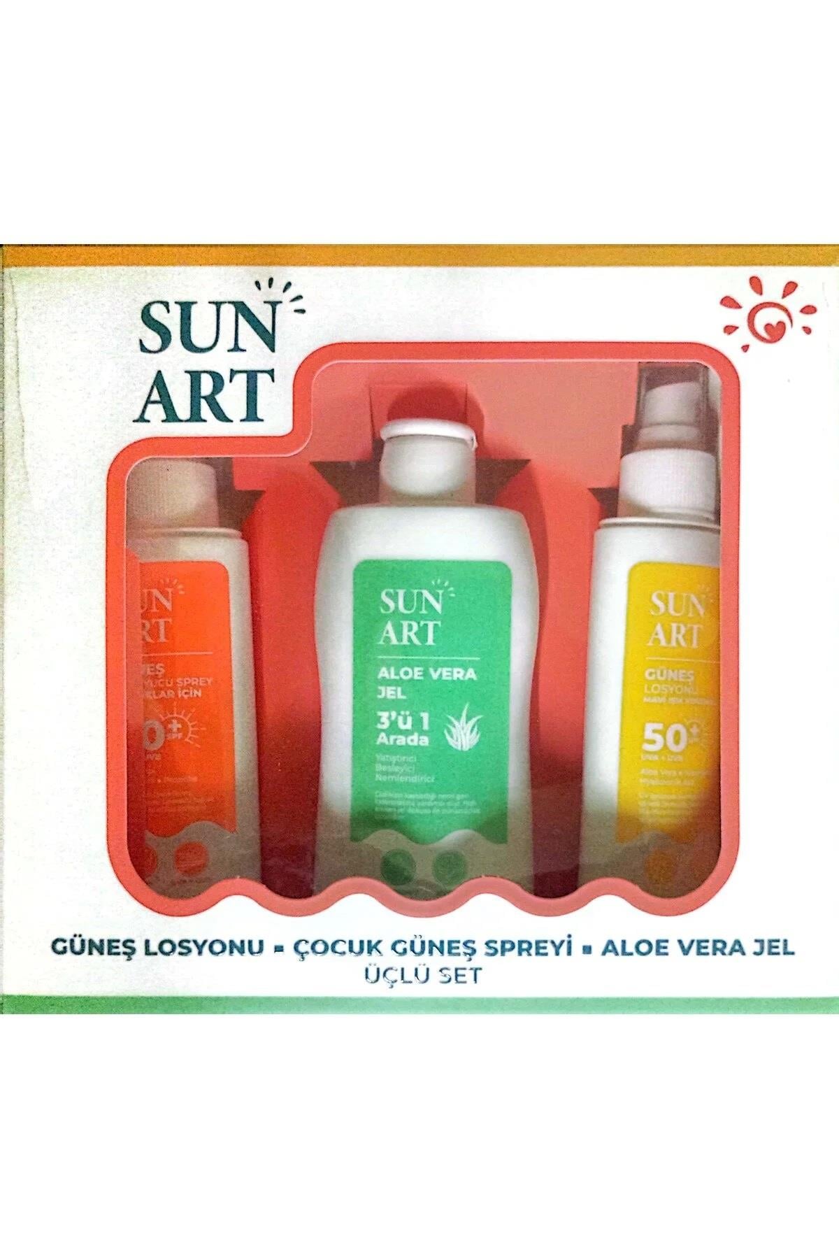 Sunart Güneş Set - Losyon SPF50+ 100 ml + Çocuk Spreyi 100 ml + Aloe Vera Jel 200 ml-Dentiste