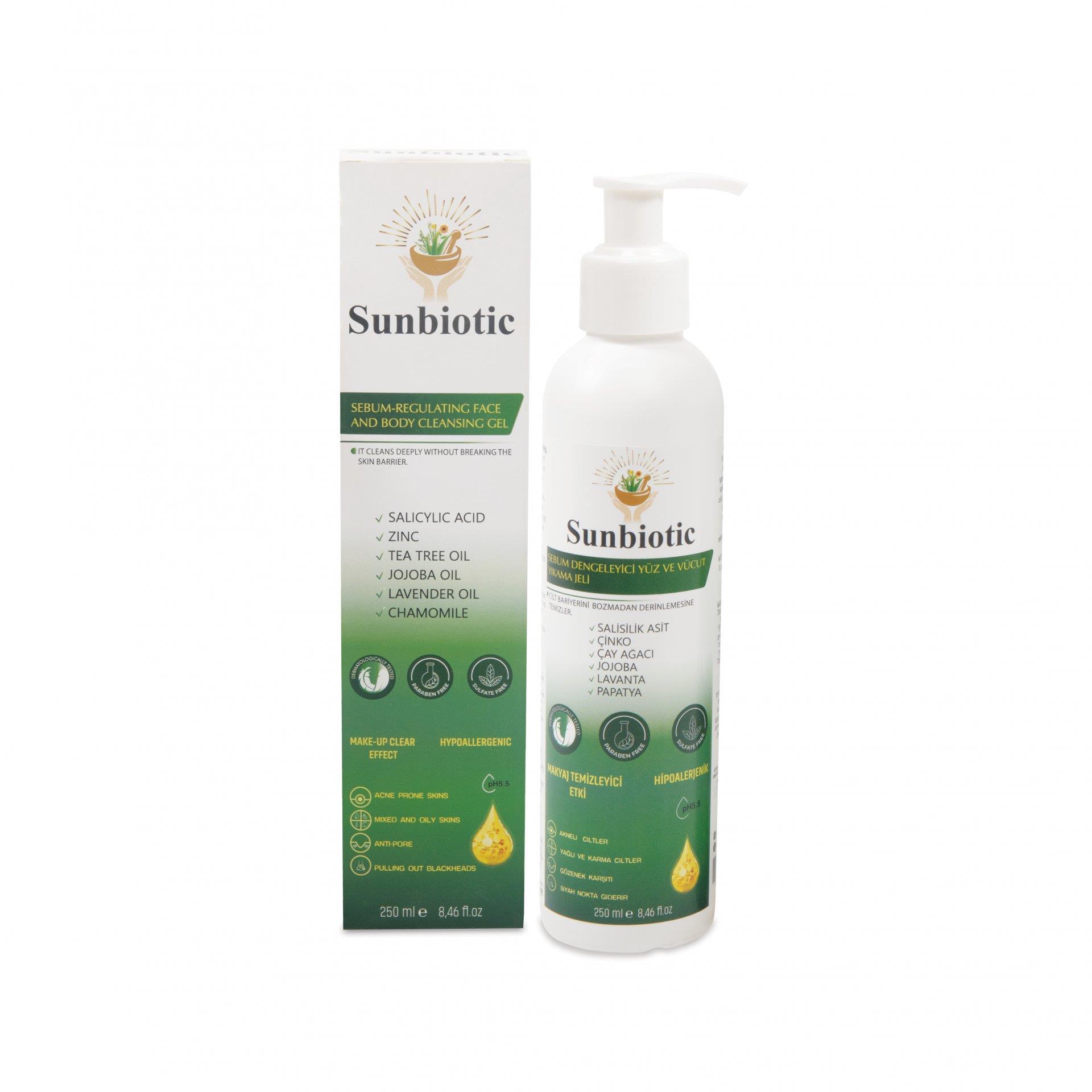 Sunbiotic Hipoalerjenik Sebum Dengeleyici Yüz ve Vücut Yıkama Jeli 250 ml-Sunbiotic