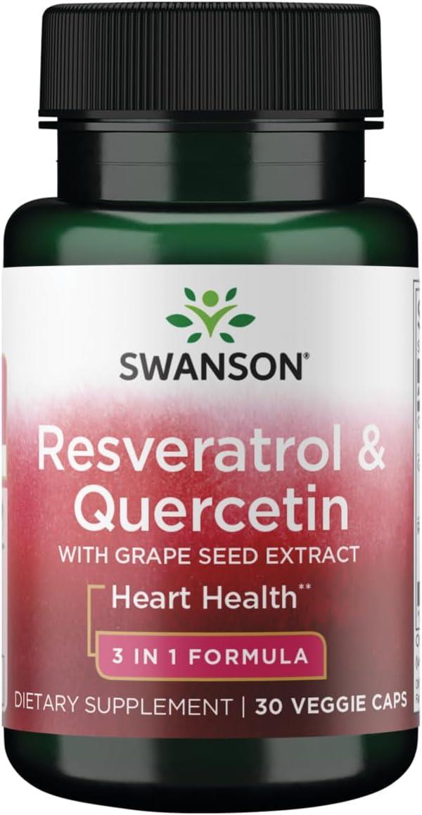 Swanson Resveratrol & Quercetin With Grape Seed Extract 30 Veggie Caps-Swanson