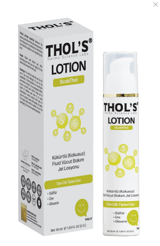 Thol's Lotion ScabThol TB29 Kükürtlü Kokusuz Fluid Vücut Bakım Jel Losyonu 50 ml-THOL'S