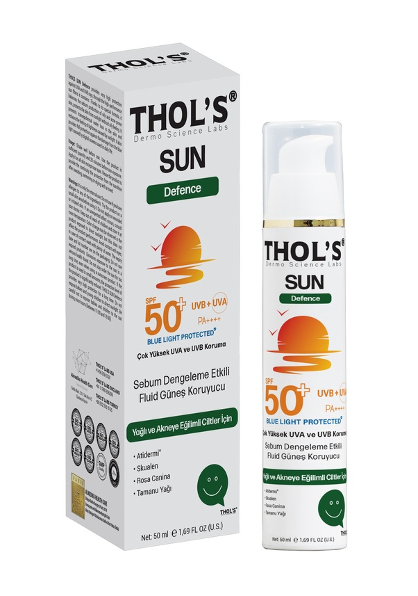 Thol's Sun Defence TB8 Yağlı ve Akneye Eğilimli Ciltler İçin Fluid Güneş Koruyucu SPF50+ 50 ml-THOL'S