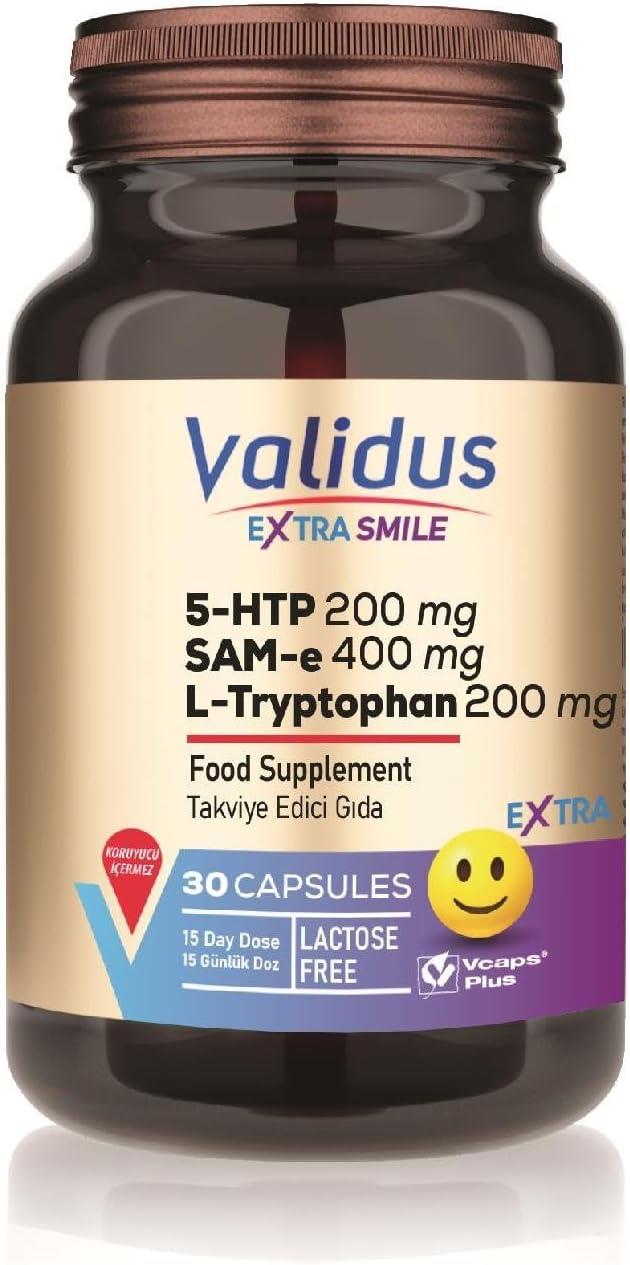 Validus Extra Smile 5HTP 200 mg + L-Tryptophan 200 mg + Sam 400 mg 30 Kapsül-Validus