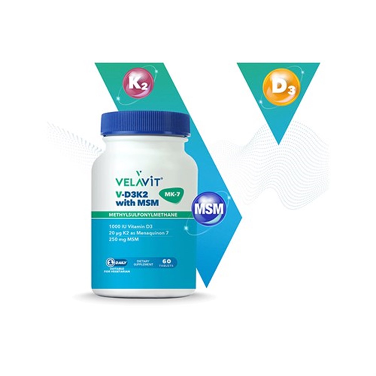 Velavit V-D3K2 With MSM 60 Tablet