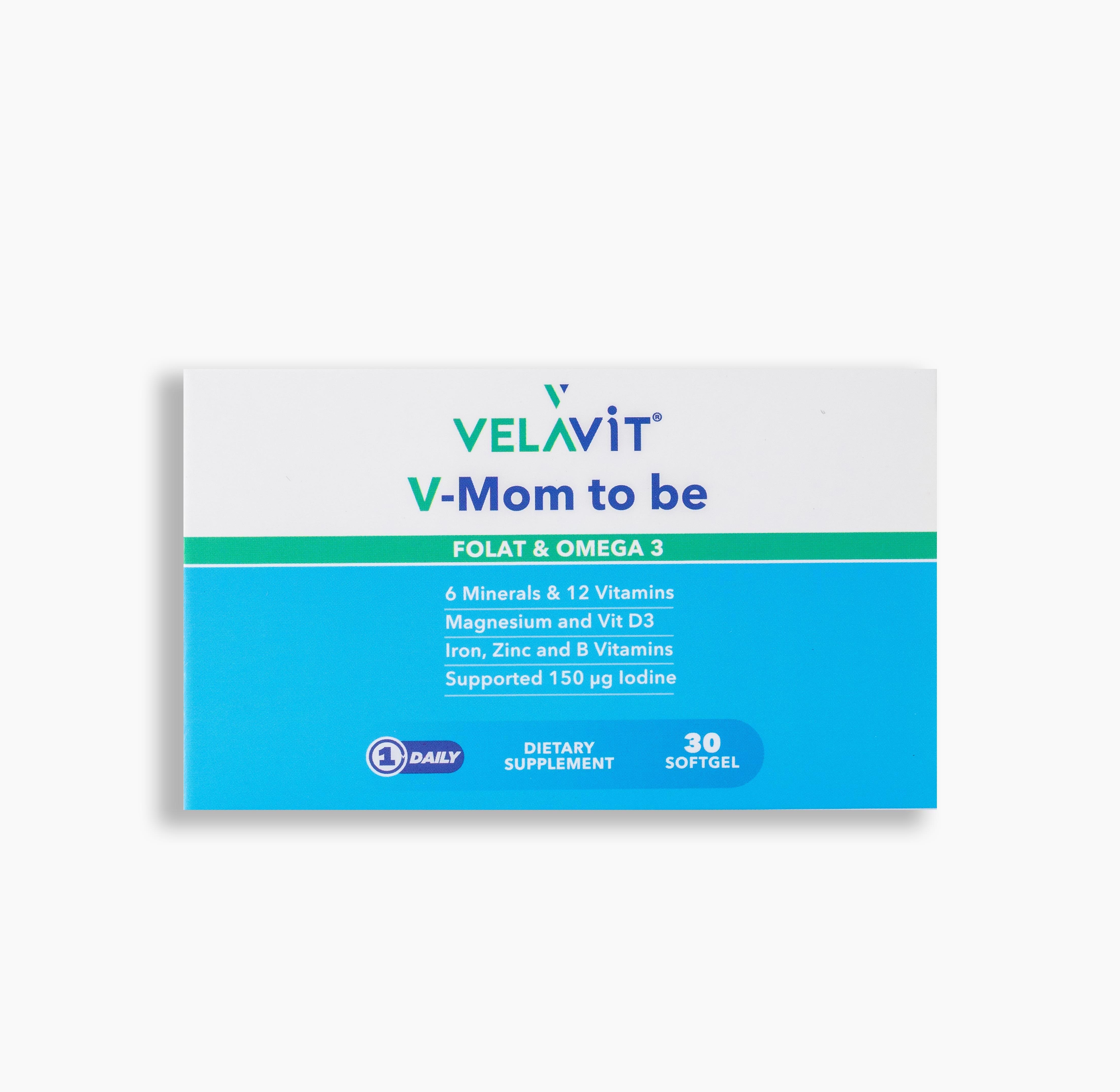 Velavit V-Mom To Be Folat ve Omega 3 30 Softgel-Velavit