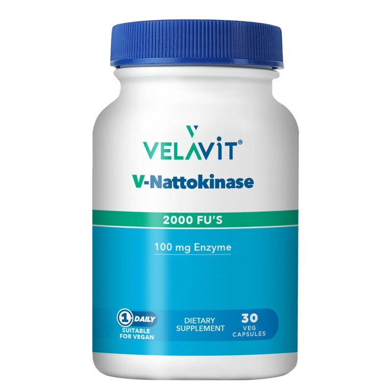 Velavit V-Nattokinasse 2000 Fu's 100 mg Enzyne 30 Kapsül-Velavit