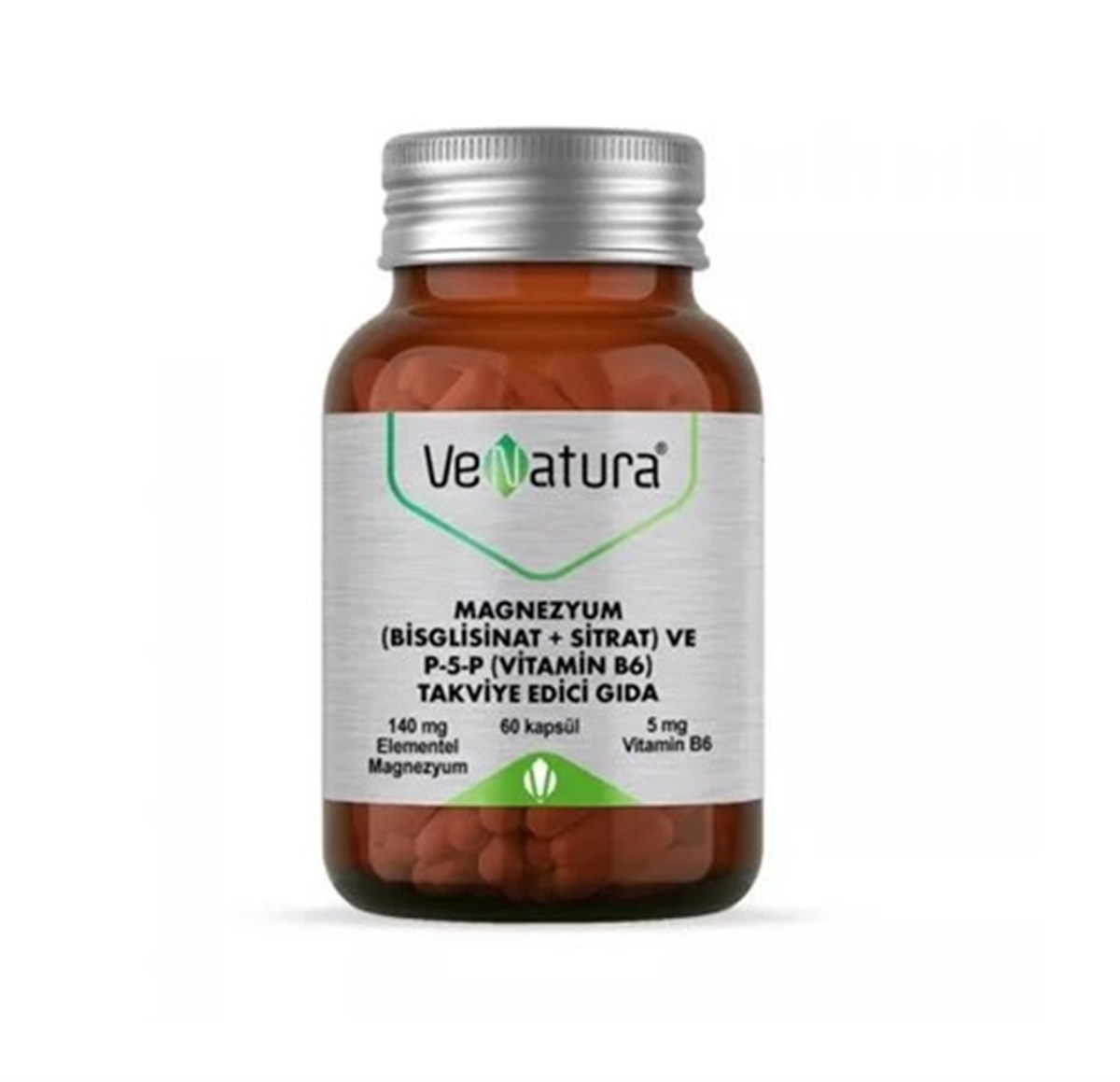 VeNatura Magnezyum MİX (Bisglisinat+Sitrat) ve P5P (Vitamin B6) 60 Kapsül