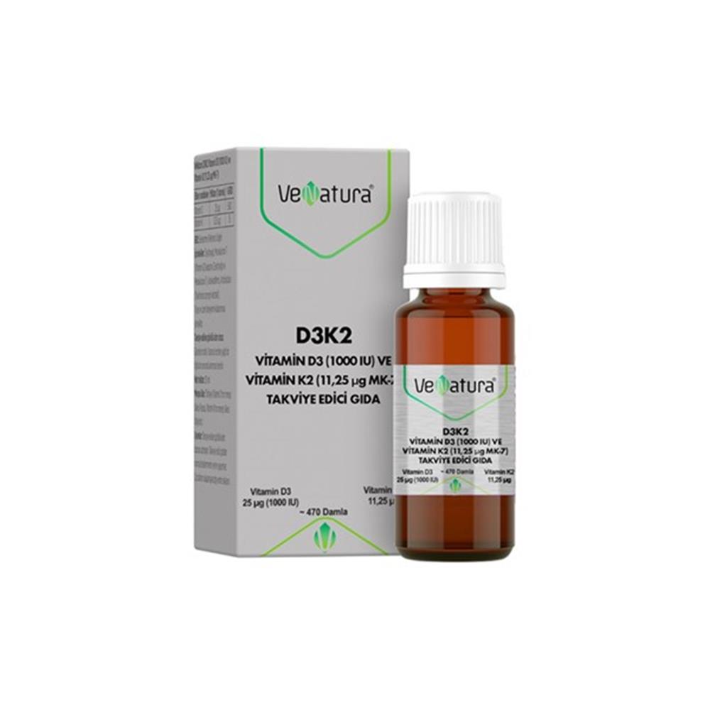 VeNatura Vitamin D3 Ve Menaquinon 7 (11,25 mcg) Takviye Edici Gıda 20 ml-Venatura