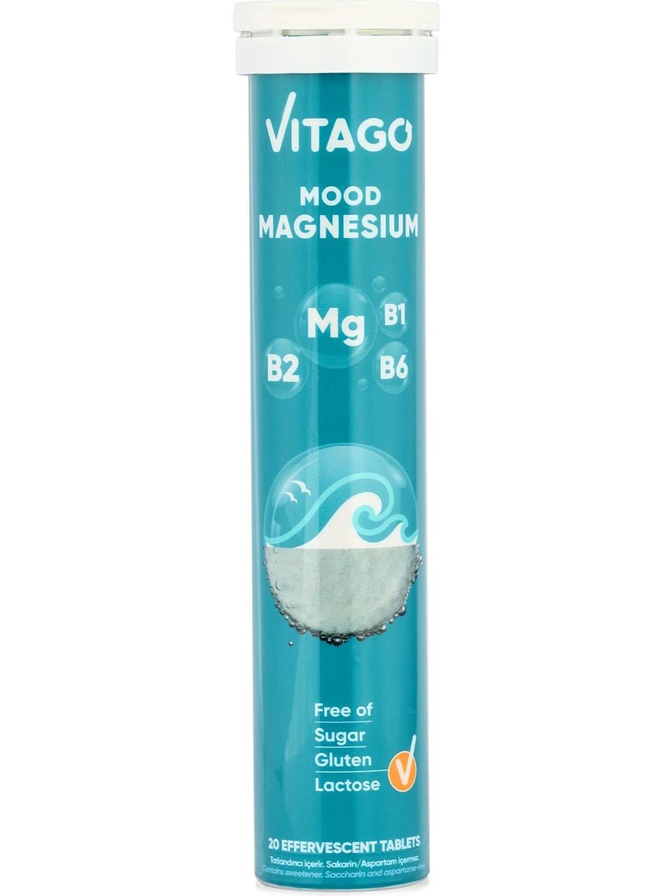 Vitago Mood Magnezyum Vitamin B1 B2 B6 İçeren 20 Efervesan Tablet-VITAGO