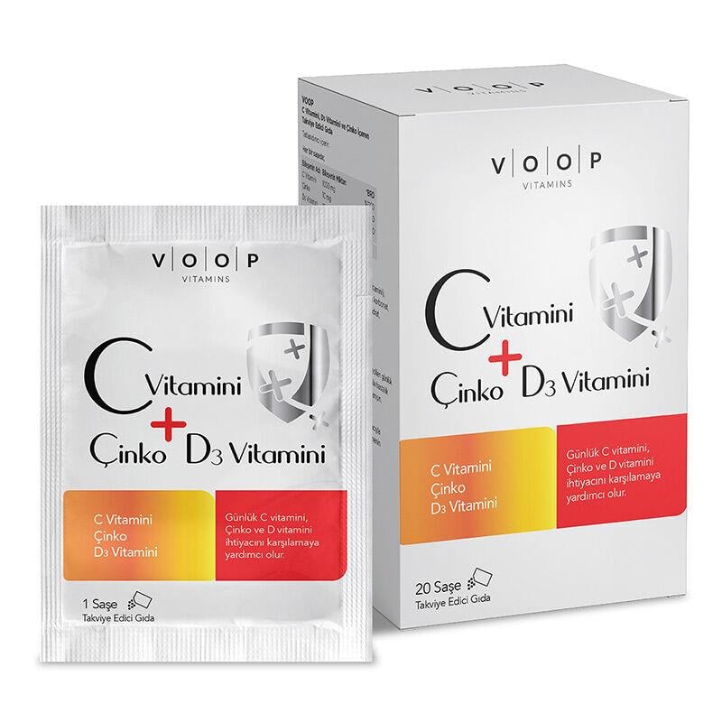 Voop C Vitamini + D3 Vitamini ve Çinko 20 Saşe-Voop
