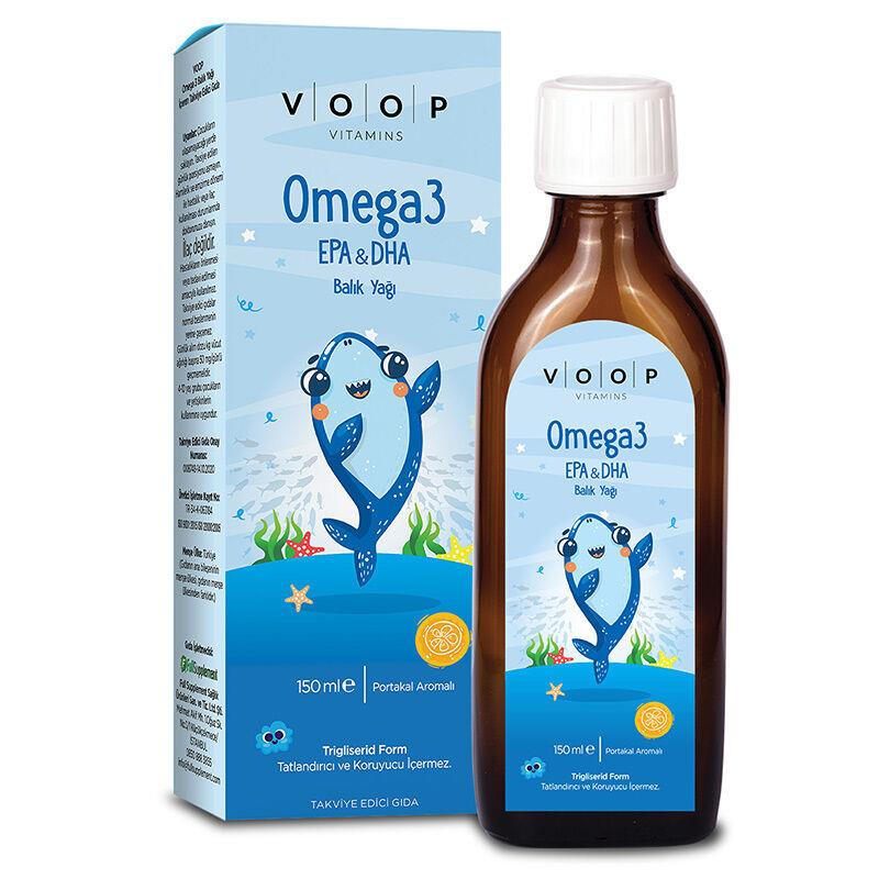Voop Omega 3 Balık Yağı Şurup Portakal Aromalı 150 ml-Voop