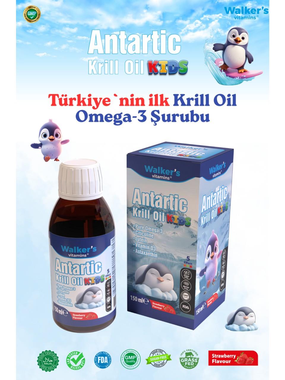 Walkers Omega 3 Krill Oil Balık Yağı Büyüme Omega 3 Sitikolin İçeren Çocuk Şurubu 150 ml-Walkers