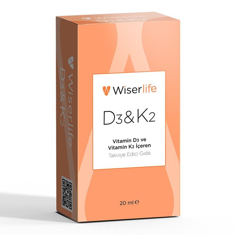 Wiserlife D3&K2 Vitamin D3 ve Vitamin K2 İçeren Takviye Edici Gıda 20 ml-Wiserlife