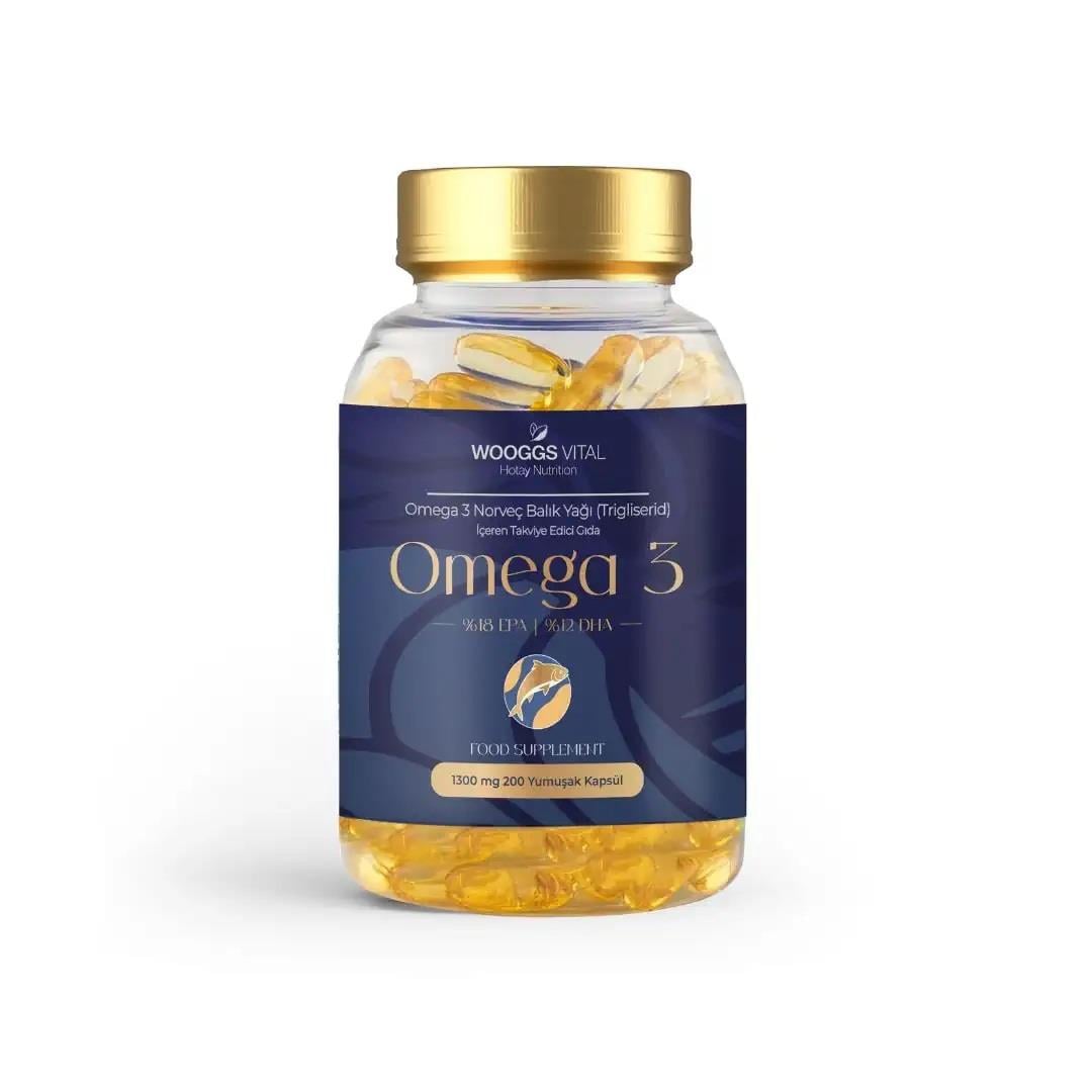 Wooggs Vital Omega 3 1300 mg Norveç Balık Yağı 200 Yumuşak Kapsül-Wooggs Vital