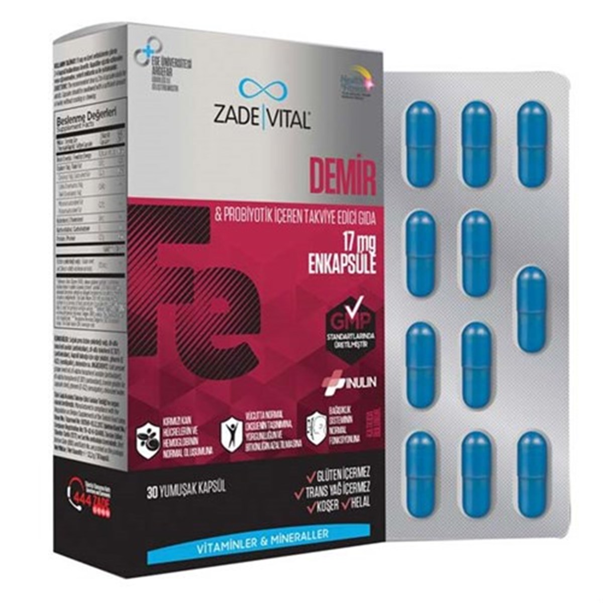 Zade Vital Demir Blister 30 Kapsül
