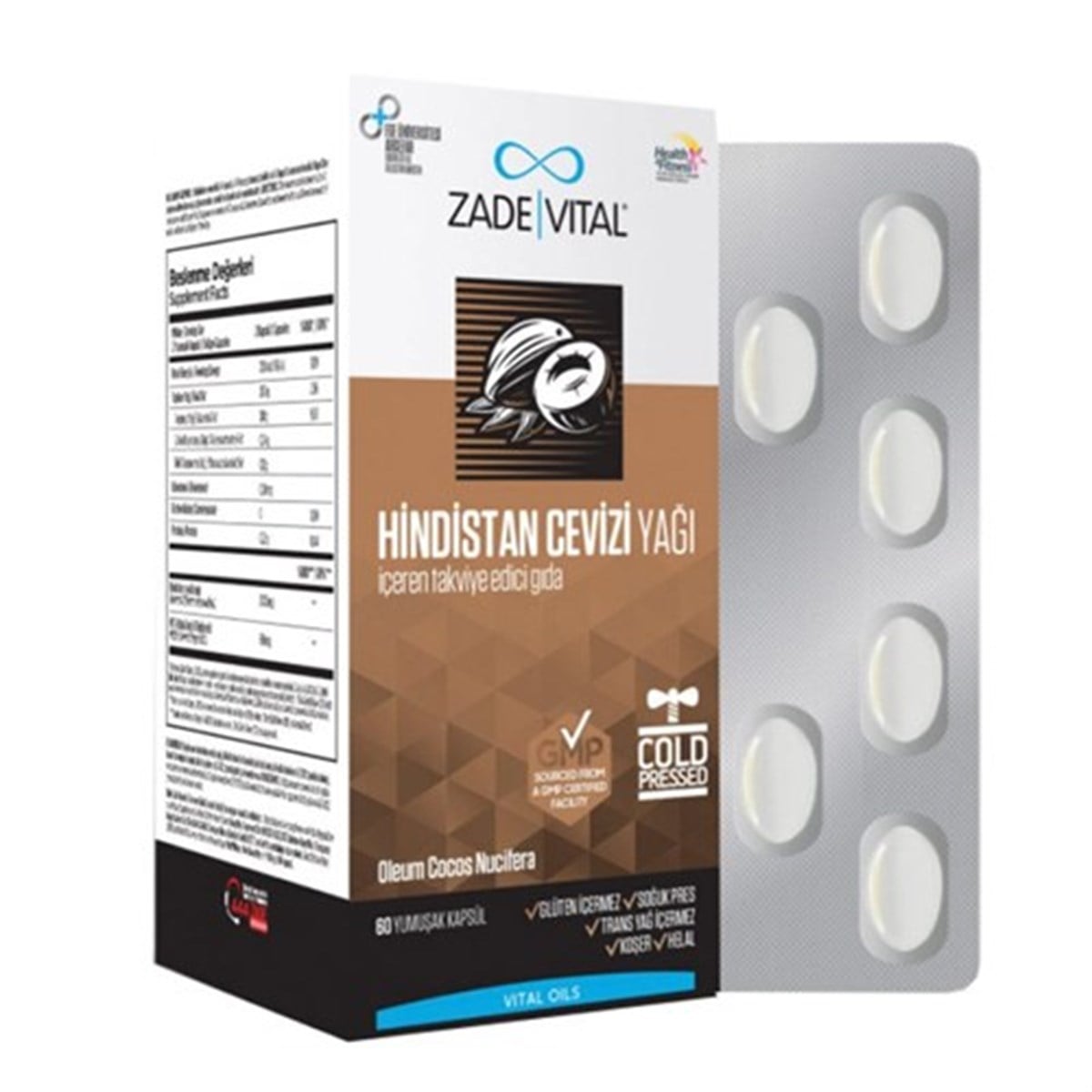 Zade Vital Hindistan Cevizi Yağı 60 Kapsül