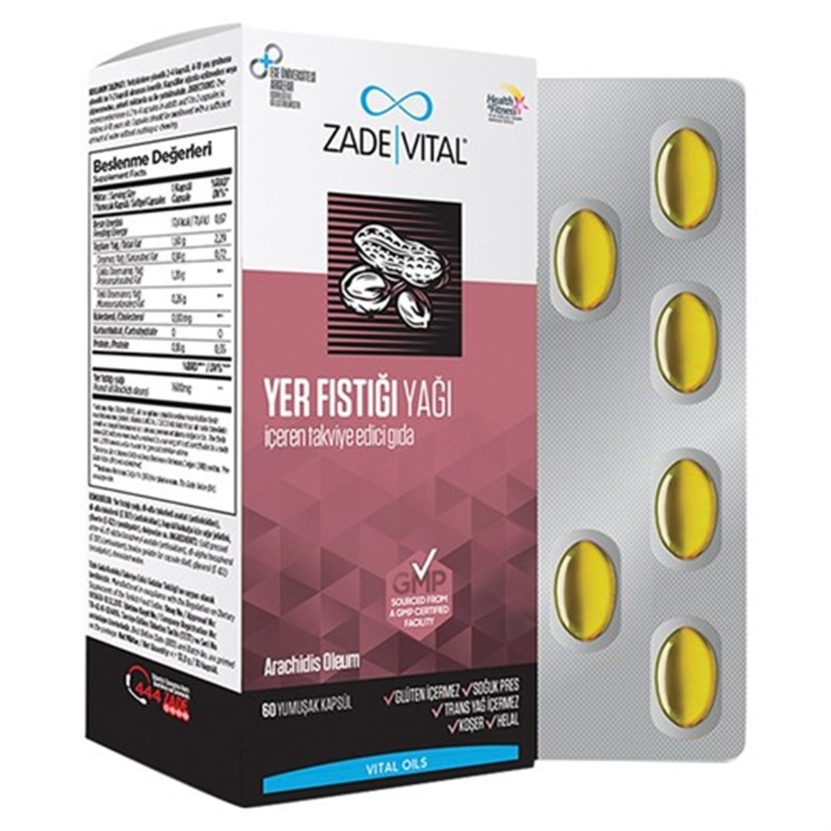 Zade Vital Yer Fıstığı Yağı 800 Mg 60 Yumuşak Kapsül