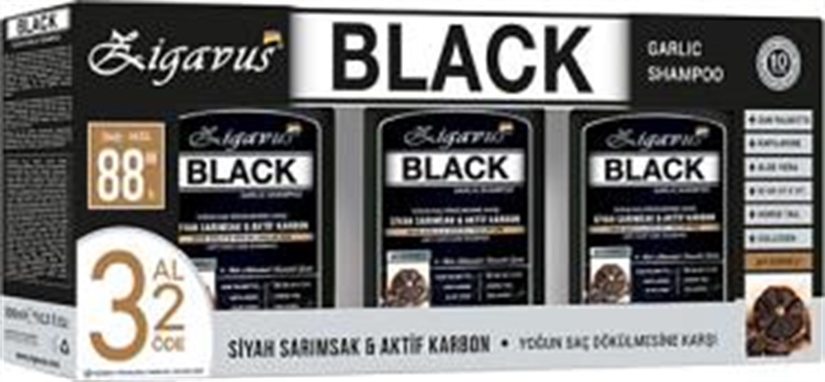 Zigavus Black Siyah Sarımsak Aktif Karbon Şampuan 3 Al 2 Öde 3 X 300 ML