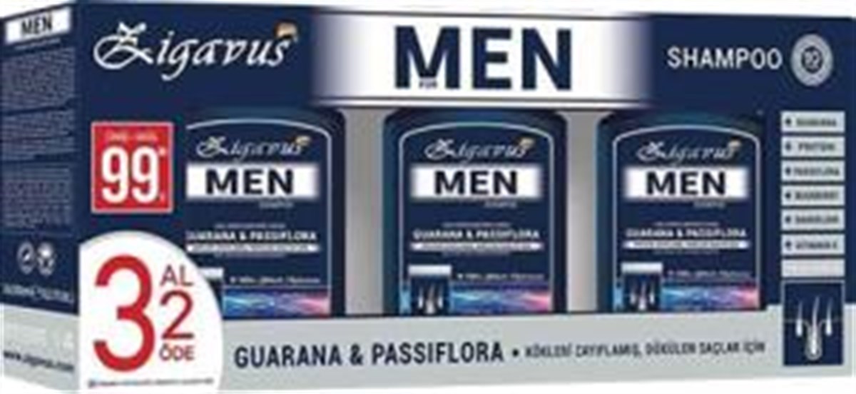 Zigavus Men Saç Dökülmesi Şampuanı 3 Al 2 Öde 3 x 300 ML