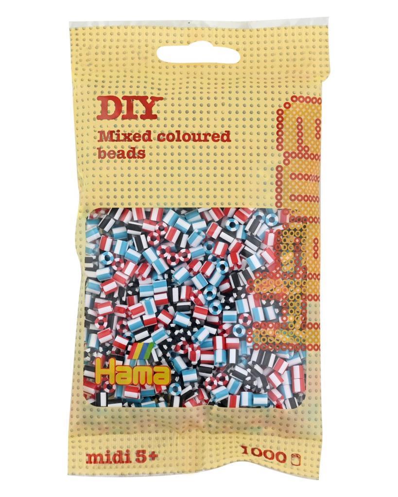 1.000'lik Hama Midi Boncuk - Şeritli Boncuklar Karışık 3 Renk