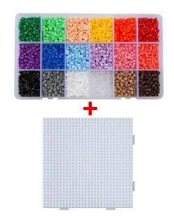 Hama Midi Boncuk - Organizer Kutuda - Karışık 18 Renk 3.600 Adet Boncuk ve Tabla  Seti
