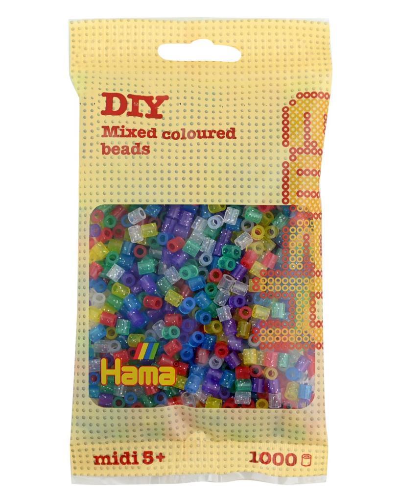 1.000'lik Hama Midi Boncuk - Şeffaf Simli Renkler