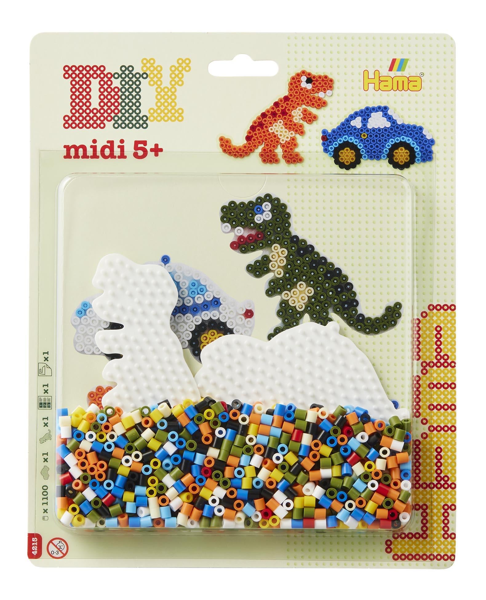Hama Midi Araba ve Dinozor Tablalı Boncuk Seti