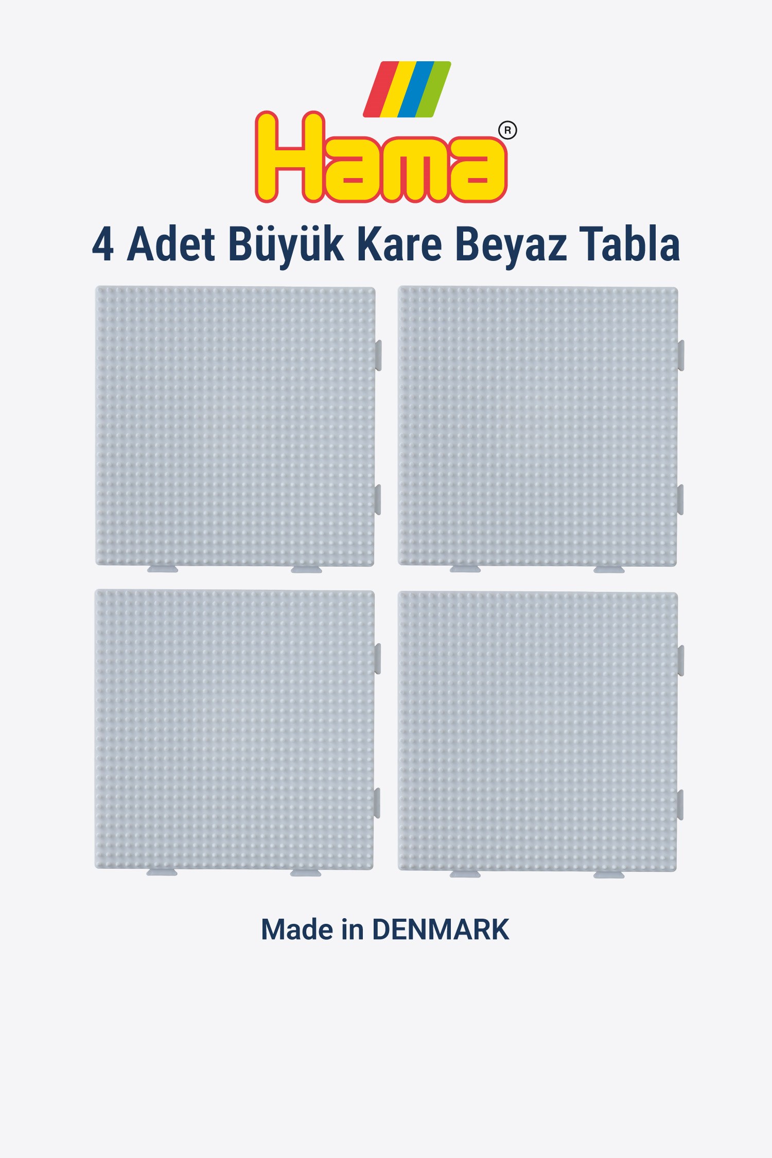 Hama Midi Boncuk Tablası - 4 Adet Büyük Kare Beyaz Tabla