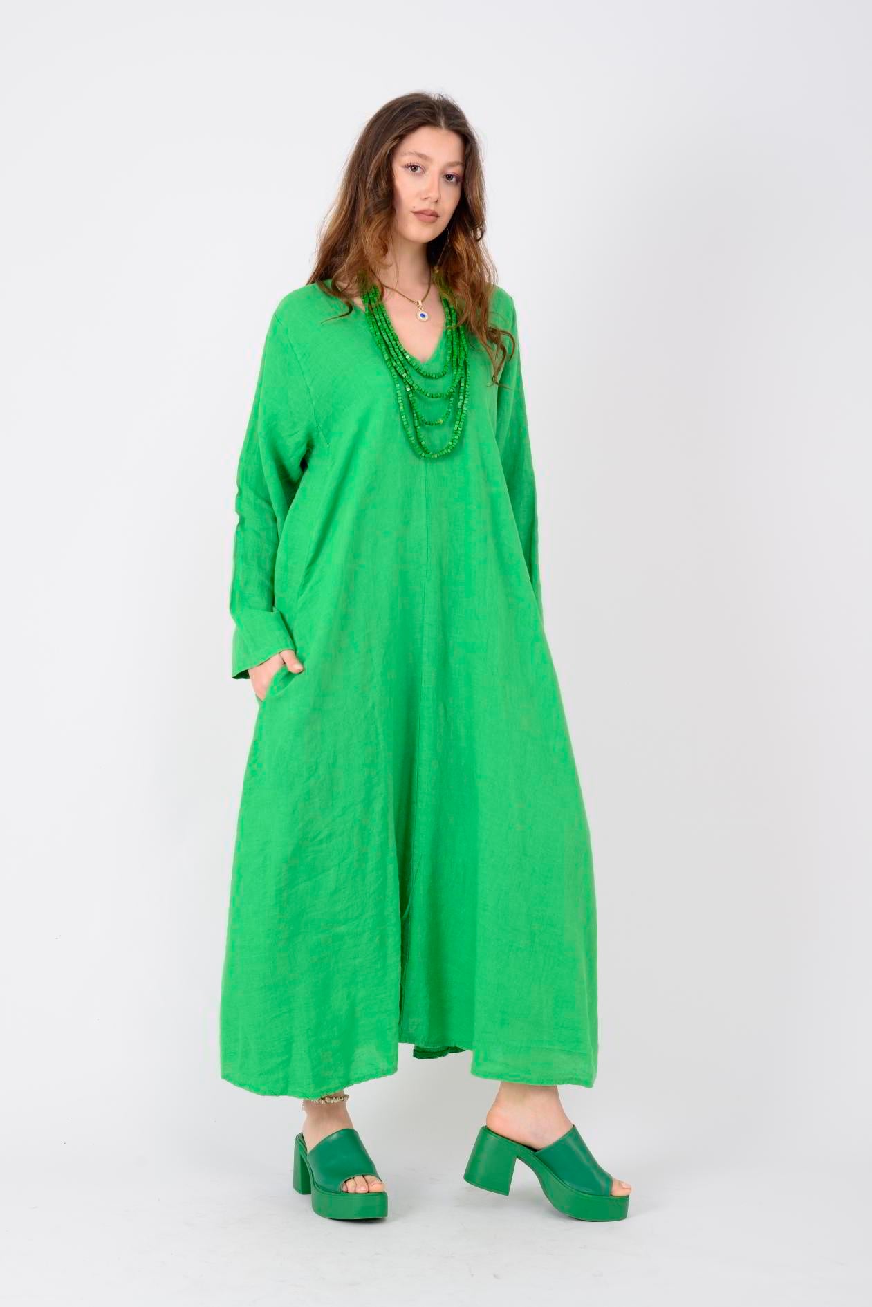 102181 LADİ KETEN ELBİSE