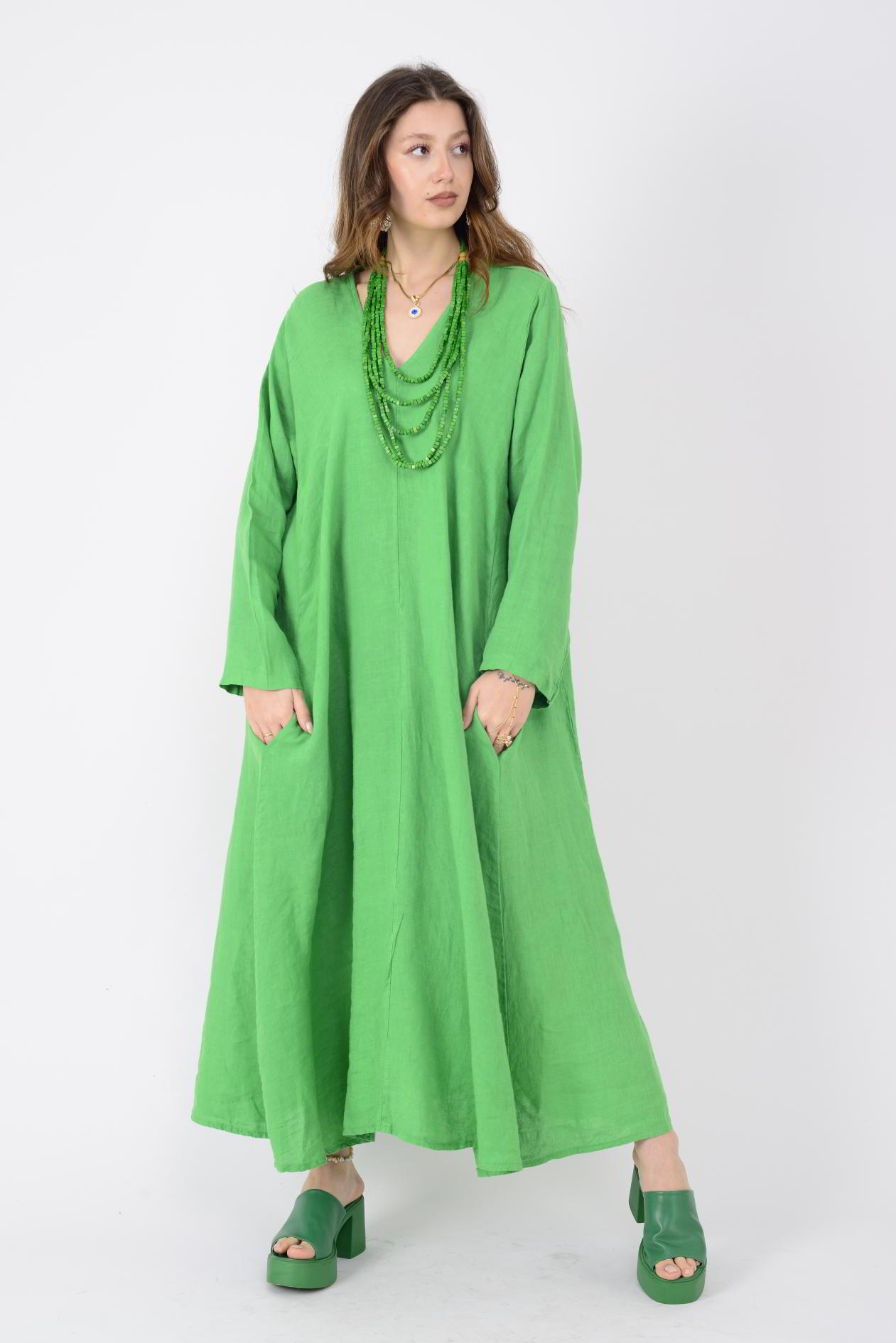 102181 LADİ KETEN ELBİSE