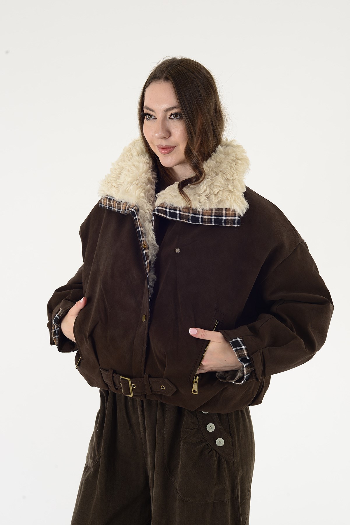 1023 EKOSE DETAYLI GABARDİN MONT