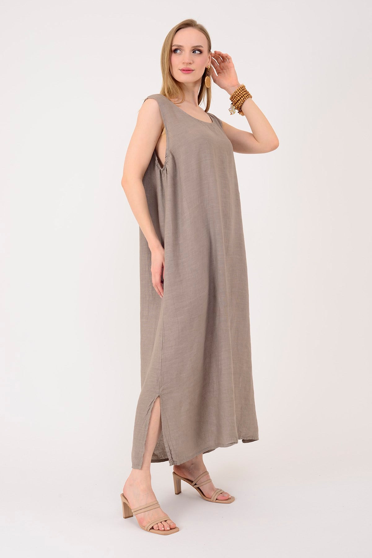 11694 LOVA AJUR BOLERO DETAYLI 2Lİ KETEN TAKIM ELBİSE