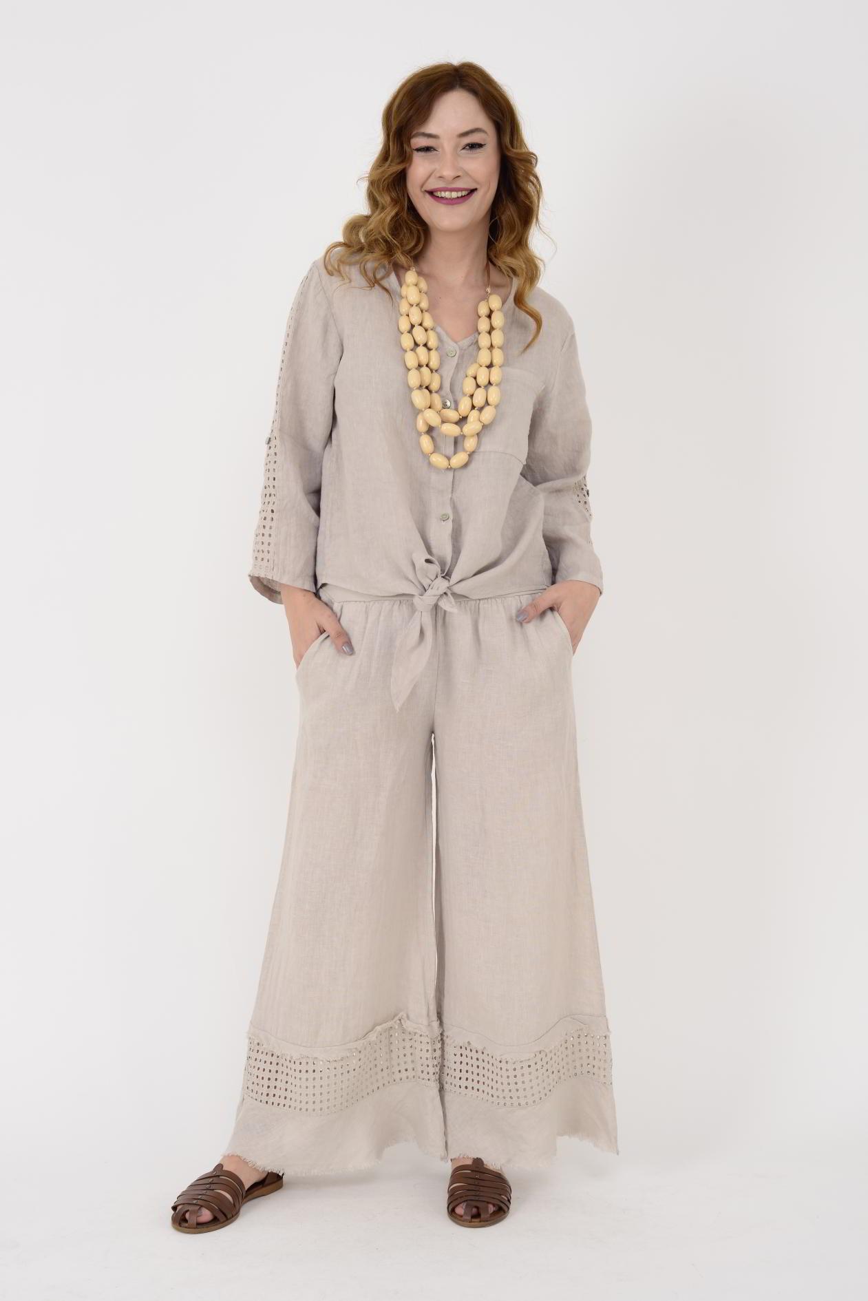 15-84 FİSTO DETAYLI KETEN PANTOLON