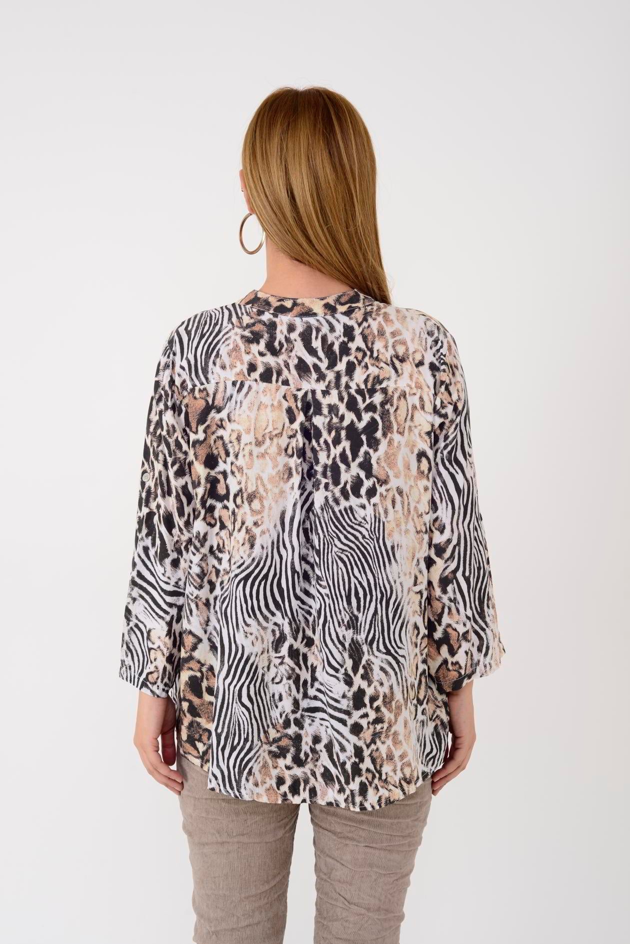15451-8 LEOPAR DESEN PAYET DETAYLI GÖMLEK