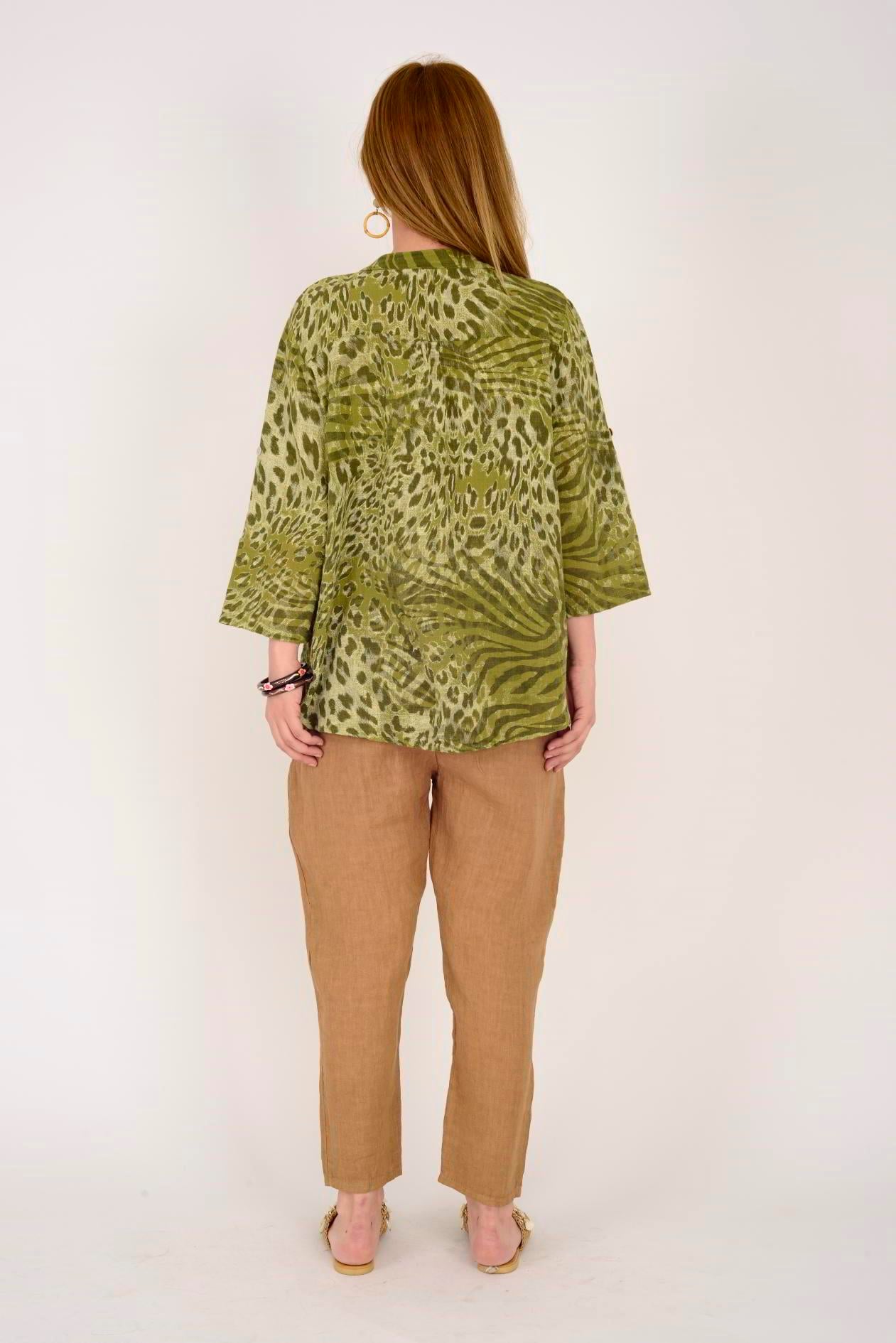 15455F-18 LEOPAR DESEN GÖMLEK